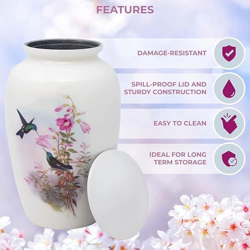 Premium Aluminum Hummingbird Ash Urn for Adults