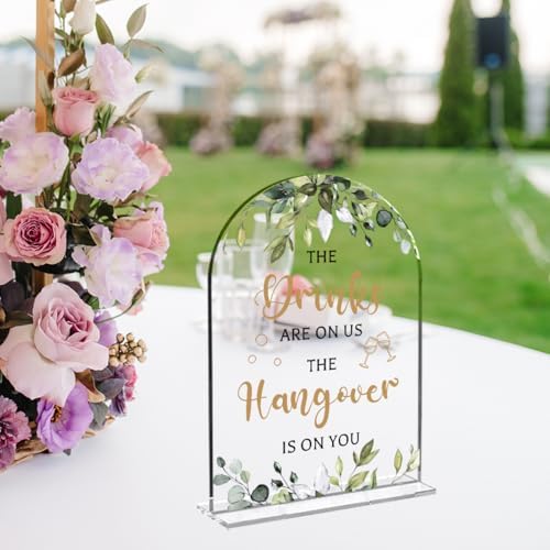 Botanical Wedding Sign Decor 5x7 Inch Acrylic Arch