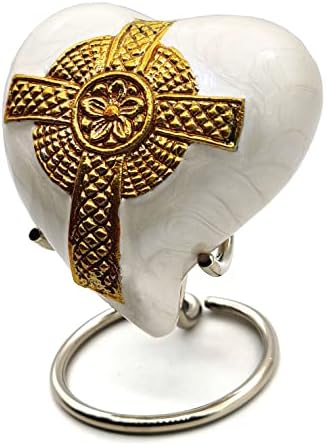 Jesus Cross Heart Keepsake Urn - Mini Cremation Urn for Ashes