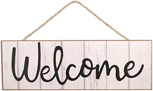 GiftWrap Etc White Wooden Welcome Fence Sign 15x5