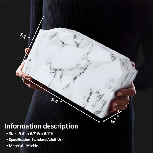 White Marble Cremation Urn Vault - Dignified Adult Memorial for Home or Cemetery