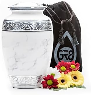 Classic White Marble Cremation Urn for Adult Ashes