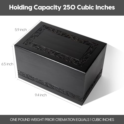 Pepdiy Wooden Urns for Human Ashes Black Tree of Life
