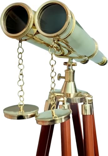 Nautical Double Barrel Brass Telescope with Tripod Stand