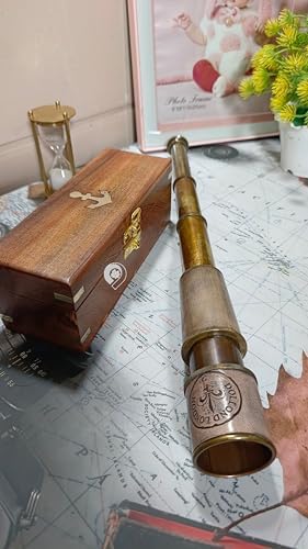 Antique Pirate Telescope 18 Inch Brass Leather
