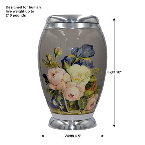 Brass Rose Cremation Urn with Velvet Bag
