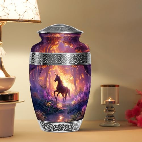Unicorn Themed Cremation Urn - 10 Inch Adult Decorative Urn