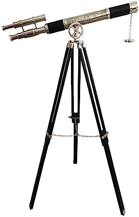 Vintage Brass Telescope with Adjustable Wooden Stand
