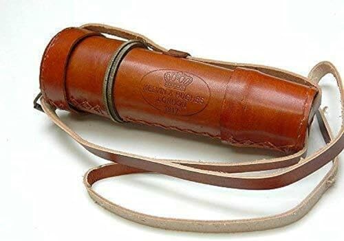 V19 Antique Brass Telescope with Adjustable Stand and Leather Carry Case
