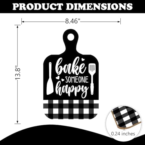 Bake Someone Happy Front Door Sign Black Wooden Wreath