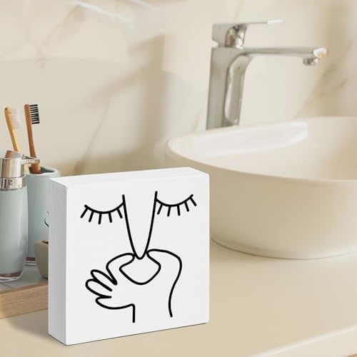 Funny Bathroom Decor Wooden Box Sign 5x5 Inch
