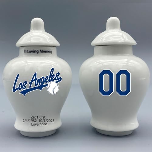 Custom Baseball Porcelain Urn With Name and Jersey Number