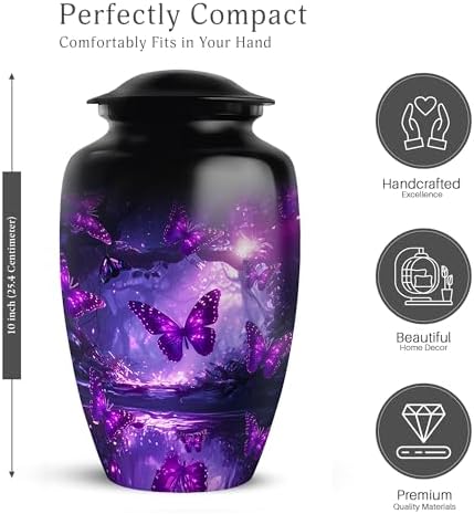 Butterfly Urn - Purple - 10 Inches - Cremation Urn for Ashes