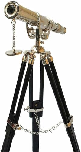 V19 Antique Brass Telescope with Wooden Tripod