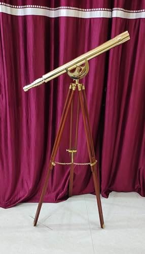 Vintage Shiny Brass Telescope Floor Standing Nautical Decor