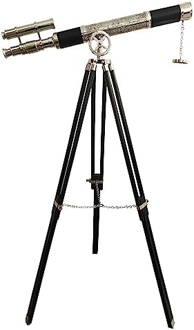 Vintage Brass Telescope with Adjustable Wooden Stand