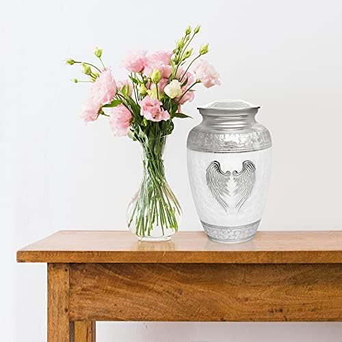 Angel Wings Urns for Human Ashes - White Metal Cremation Urn