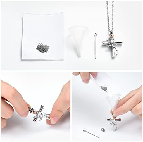 Cross Urn Necklace for Ashes Birthstone Rose Cremation Jewelry