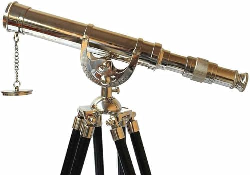V19 Antique Brass Telescope with Wooden Tripod