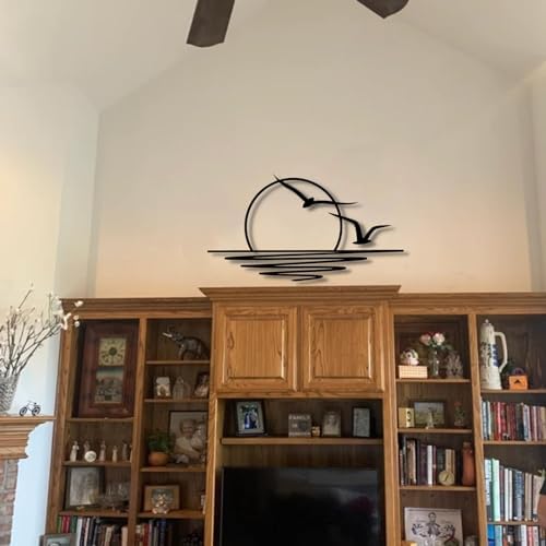 Sunrise Metal Seagull Art 20x11 Inches - Living Room Patio Decor