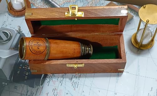 Antique Pirate Telescope with Brass and Leather Finish