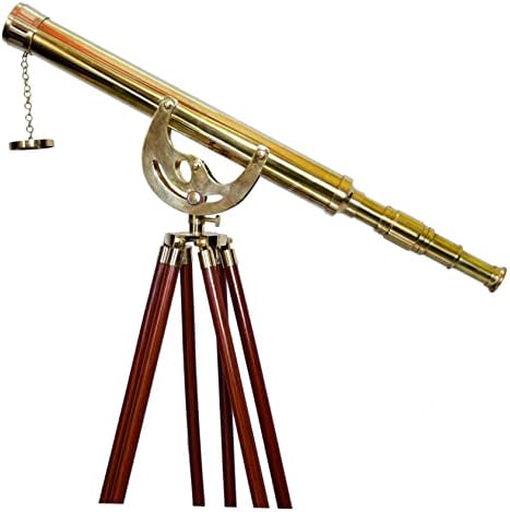 Vintage Shiny Brass Telescope Floor Standing Nautical Decor