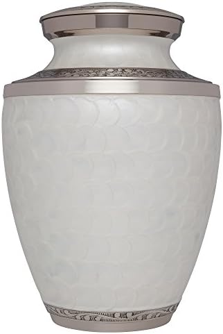 White Petals Funeral Urn - Handmade Brass Cremation Urn