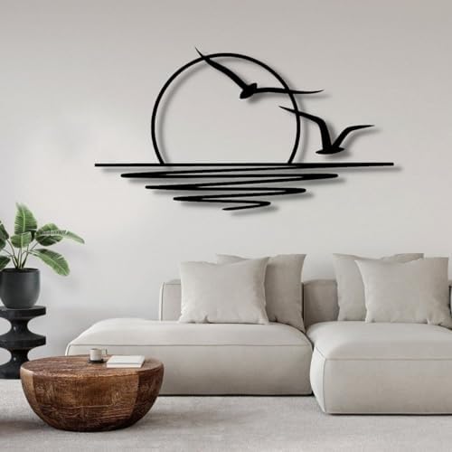 Sunrise Metal Seagull Art 20x11 Inches - Living Room Patio Decor