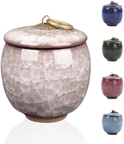 Small Ceramic Urn for Human Ashes Keepsake with Black Box