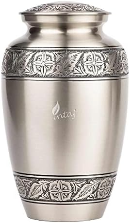 INTAJ Pewter Brass Cremation Urn for Adult Ashes