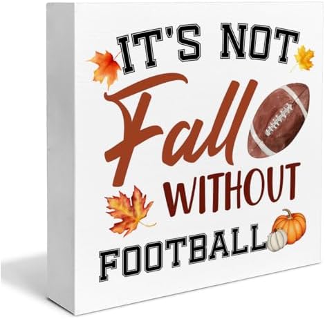 Fall Decor Football Wooden Sign Rustic Home Accent