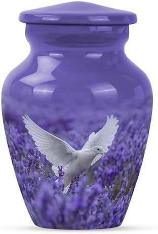 White Dove Purple Urn for Human Ashes Keepsake