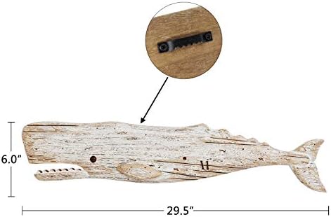Wooden Whale Wall Decoration - Rustic Nautical Decor