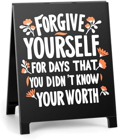 Forgive Yourself Motivational Desk Sign Office Decor