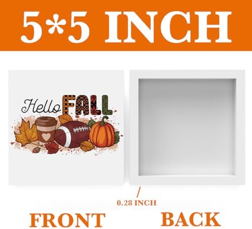 Fall Decor Wooden Box Sign with Pumpkin and Football