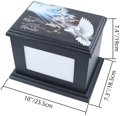 Handcrafted Solid Wooden Cremation Urn with Photo Frame - Black Large 200 Lbs Capacity