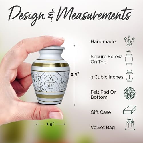 Small Urns for Human Ashes Keepsake - White Small