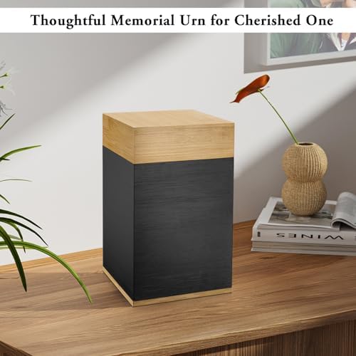 SOITIS Handcrafted Wood Urn for Ashes - Adult Large Cremation Urn with Bamboo Top
