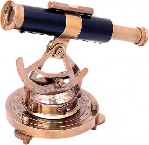 Vintage Nautical Alidade Telescope with Brass Compass