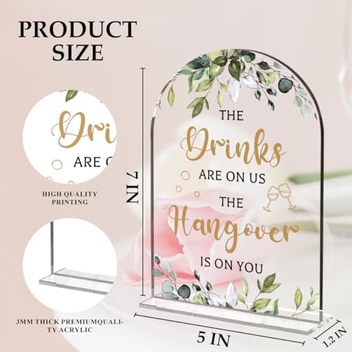 Botanical Wedding Sign Decor 5x7 Inch Acrylic Arch