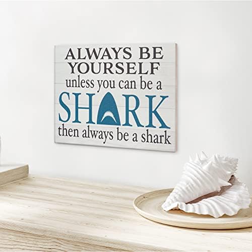 JennyGems Always Be a Shark Wooden Sign Wall Hanging