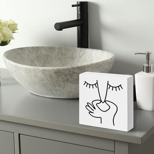 Funny Bathroom Decor Wooden Box Sign 5x5 Inch