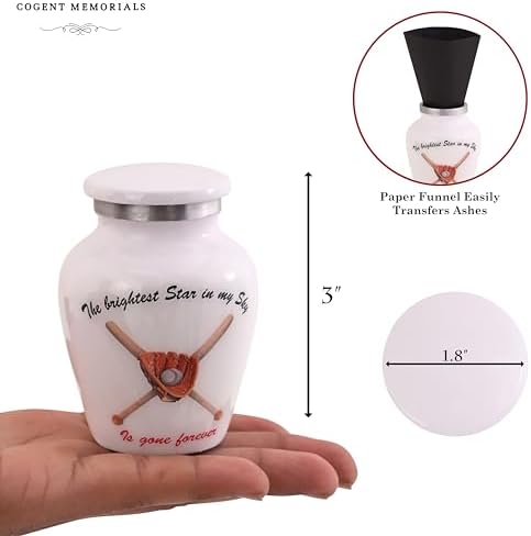 Elegant Brass Cremation Urn with Baseball Pattern