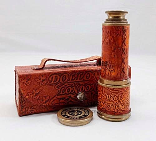 Pirate Brass Spyglass Telescope with Leather Case