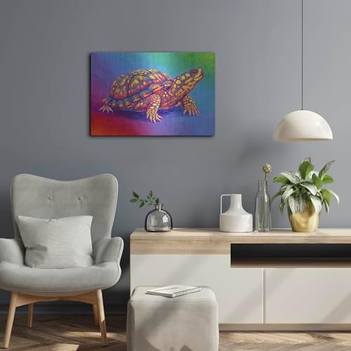 Rainbow Eastern Box Turtle Metal Wall Art 24x16
