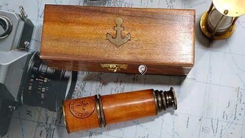 Antique Pirate Telescope with Brass and Leather Finish