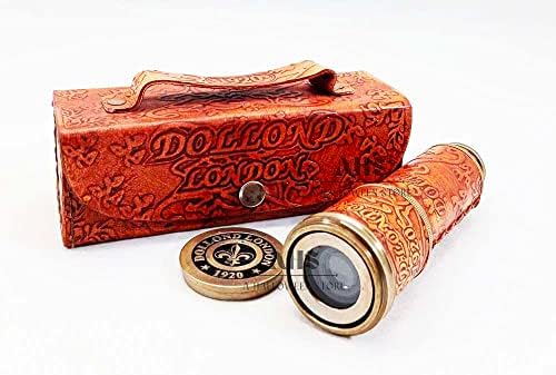 Pirate Brass Spyglass Telescope with Leather Case