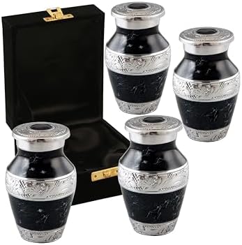 Black Small Urns for Human Ashes Keepsake Set