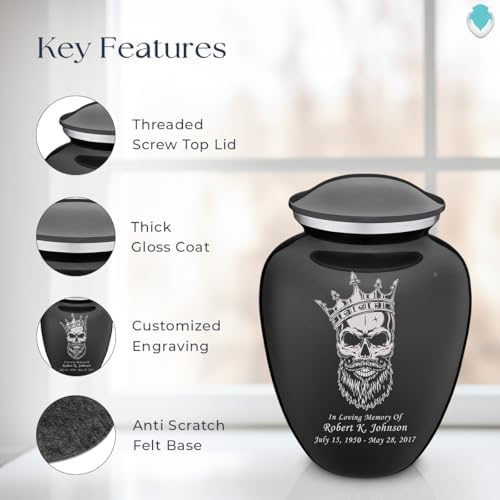 GetUrns Personalized Skull Cremation Urn for Adults 200 lbs