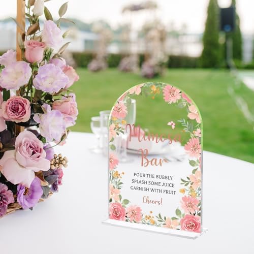Wedding Sign Decor with Pink Acrylic Arch 5x7 Inch